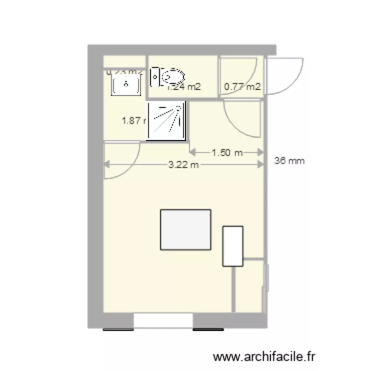 Douche RDC2. Plan de 