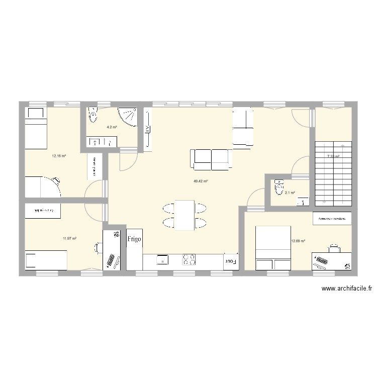 Plan maison 4 personnes - Plan 7 pièces 100 m2 dessiné par Noah B