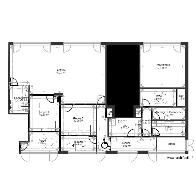 23 Local Lyon 03 Desaix Projet Jr 2. Plan de 18 pièces et 206 m2