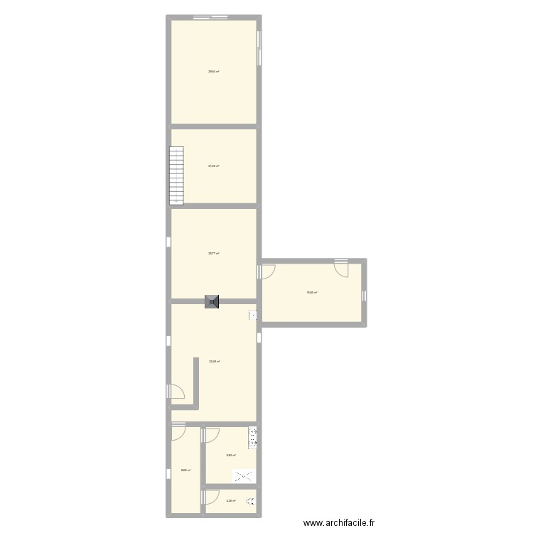 bergerie. Plan de 8 pièces et 151 m2