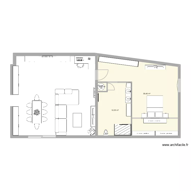 maison. Plan de 3  et 43 m²