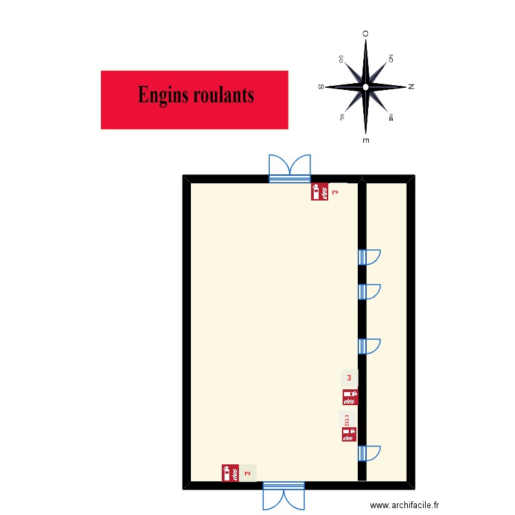 engins roulants 524 m2. Plan de 1 pièce et 73 m2