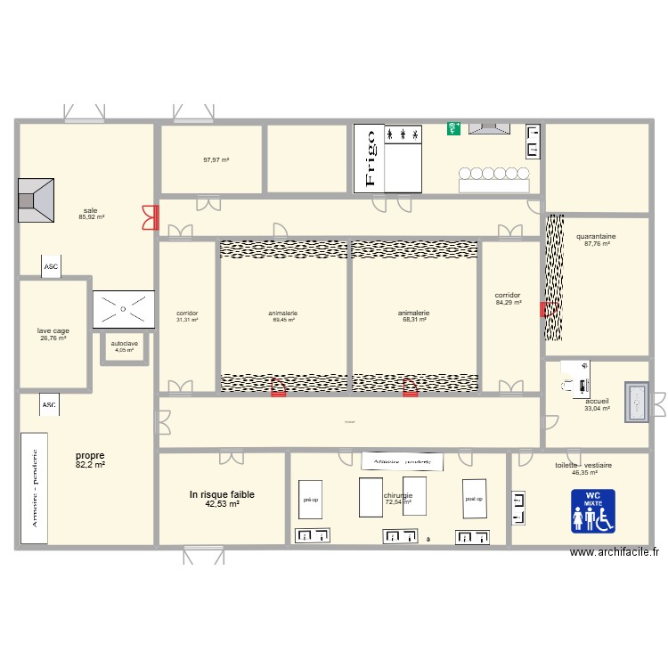 animalerie. Plan de 15 pièces et 904 m2