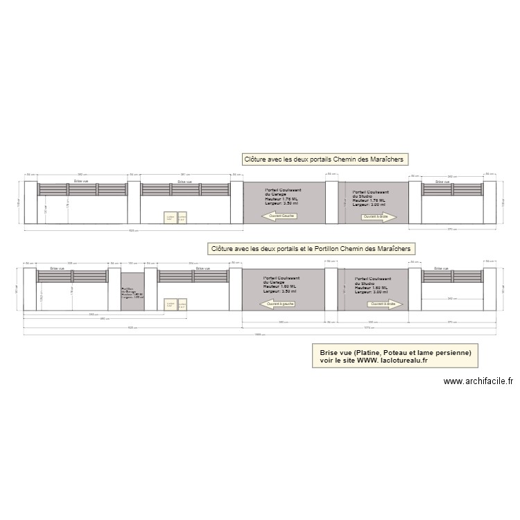 Portillon à gauche modèle de clôture sur Chemin des Maraîchers . Plan de 0 pièce et 0 m2