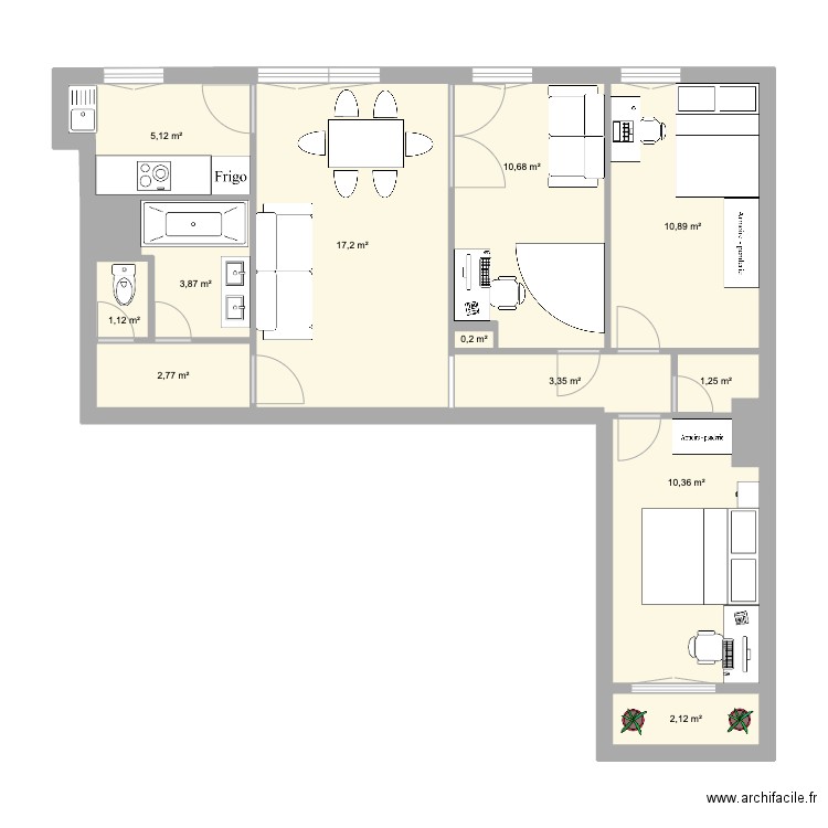 Marne. Plan de 9 pièces et 71 m2