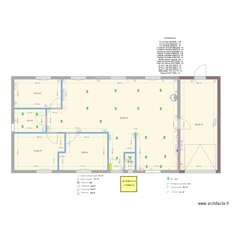 chez powpow. Plan de 7 pièces et 107 m2