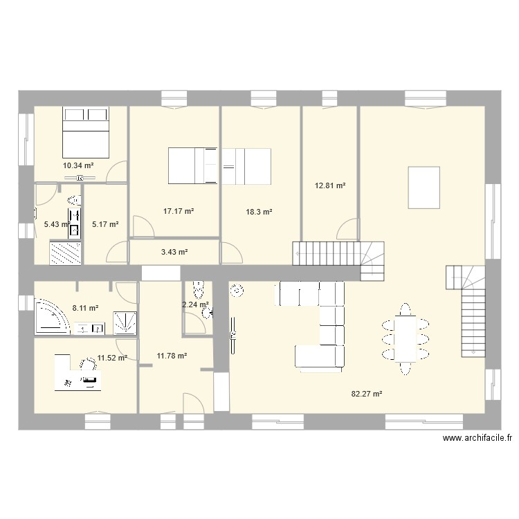Plan Emilie Renovation V2. Plan de 0 pièce et 0 m2