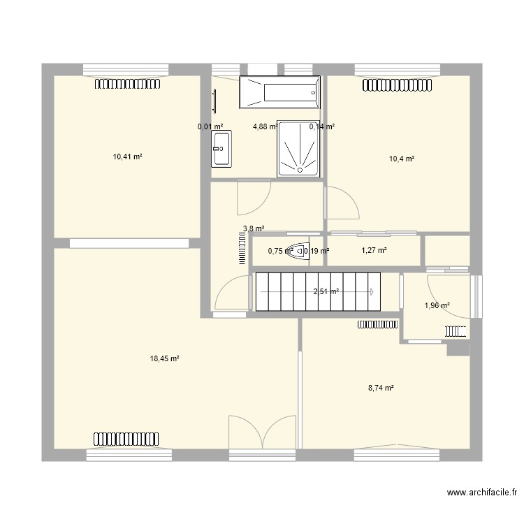 Bergeron rdc new. Plan de 13 pièces et 64 m2