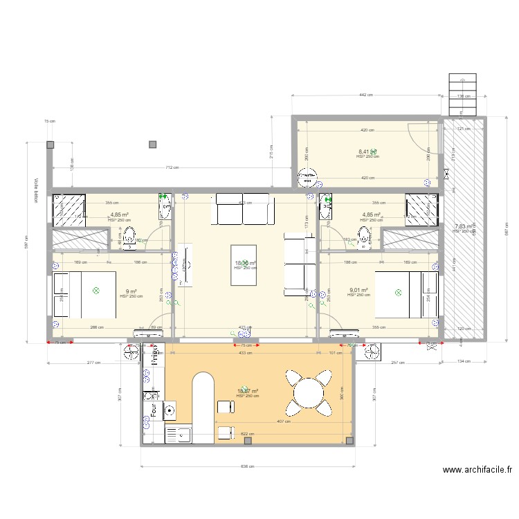 la Balinaise (10.12.22) - Janvier (5). Plan de 22 pièces et 217 m2