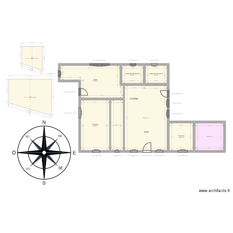 LESLIE. Plan de 15 pièces et 227 m2