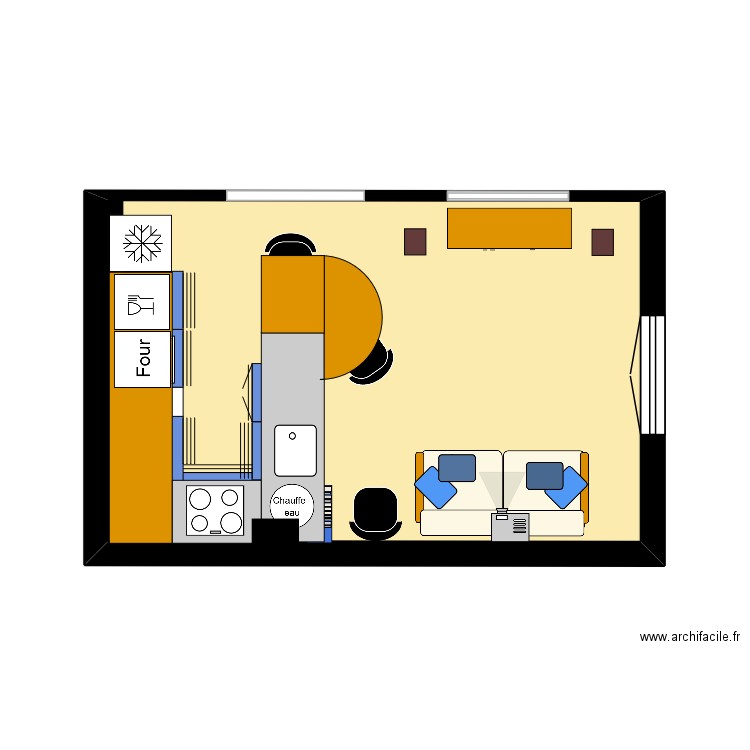 Cuisine. Plan de 1 pièce et 19 m2