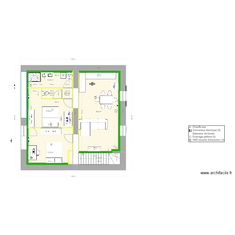 RDC du 21/04/2023 3ème. Plan de 7 pièces et 95 m2