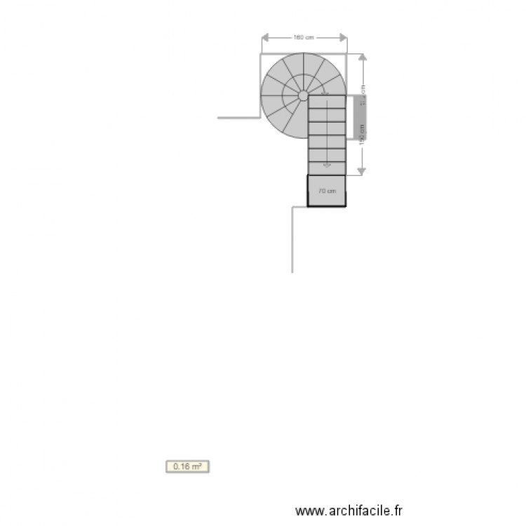 Escalier vue dessus. Plan de 0 pièce et 0 m2