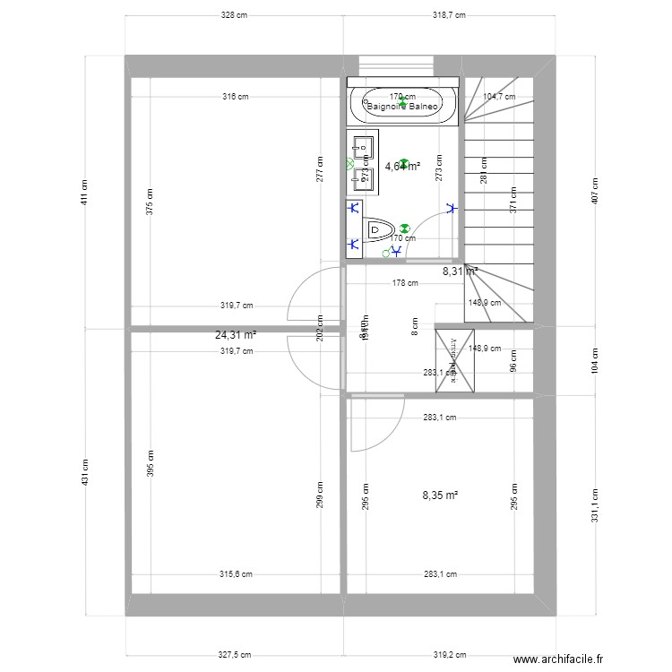 Plan rte d'Oron Lausanne. Plan de 4 pièces et 46 m2