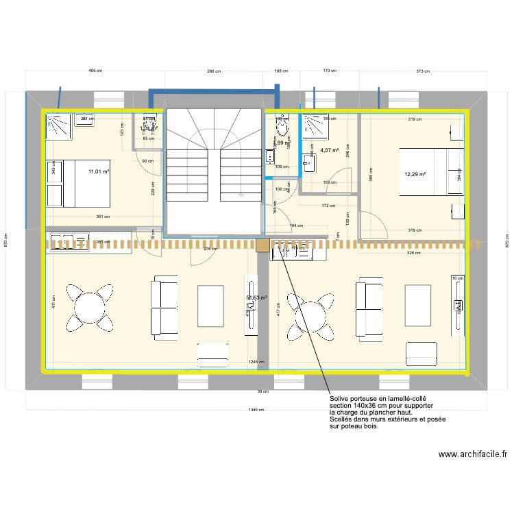 APS BUREAU CHRISTOPHE. Plan de 7 pièces et 92 m2