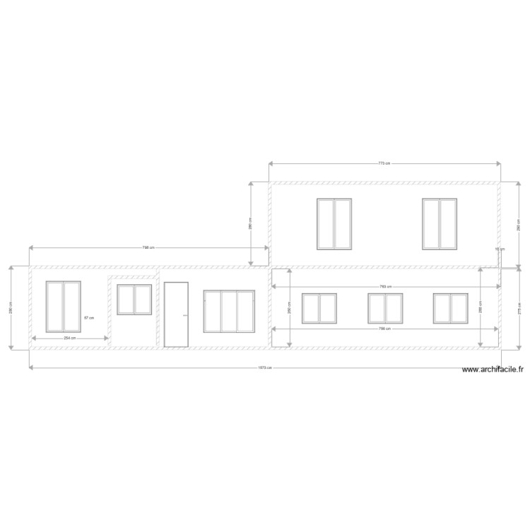 Plan façade sud est après travaux. Plan de 0 pièce et 0 m2 Plan façade sud est après travaux. Plan de 0 pièce et 0 m2