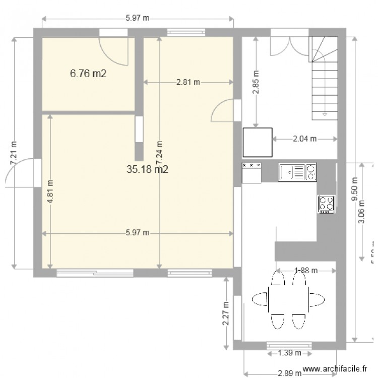 Plan projet 1 cuisine. Plan de 0 pièce et 0 m2