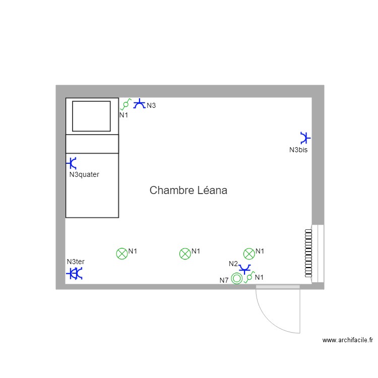 Chambre Léana électricité réel. Plan de 0 pièce et 0 m2