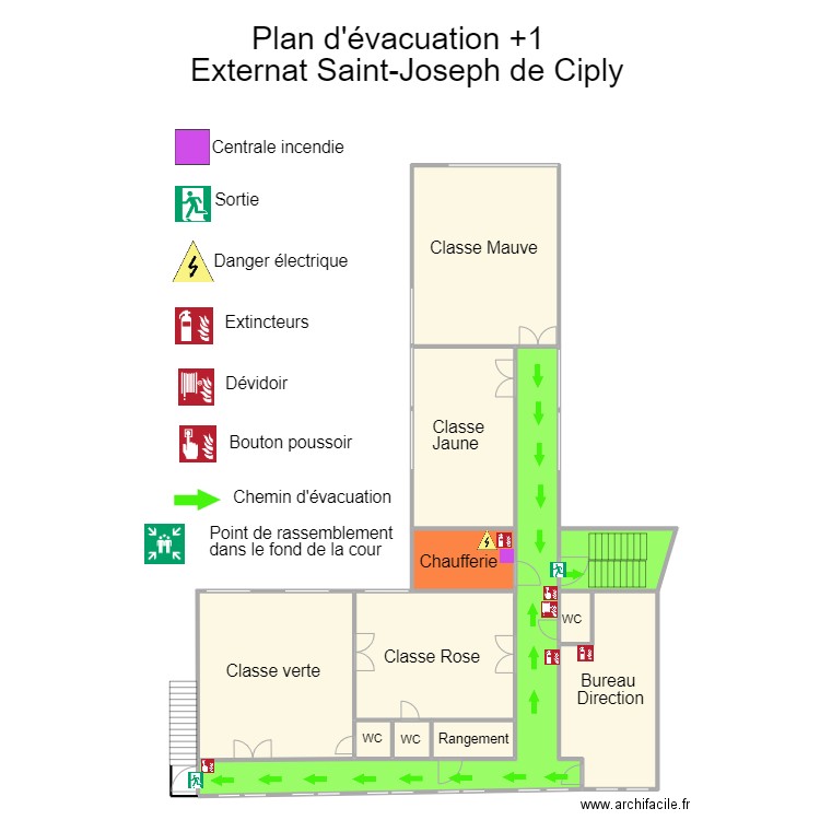 Ciply étage. Plan de 12 pièces et 261 m2