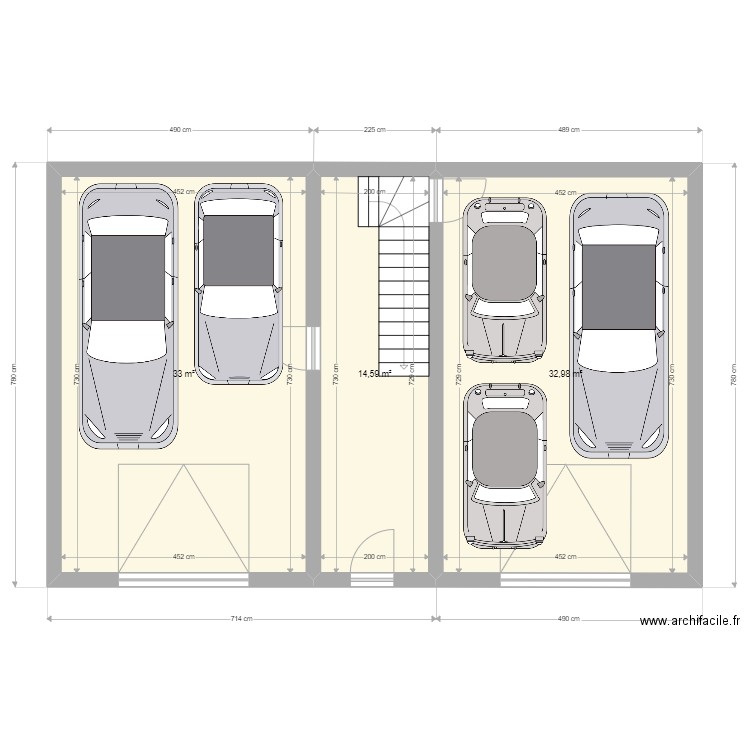 RDC Immeuble. Plan de 3 pièces et 81 m2