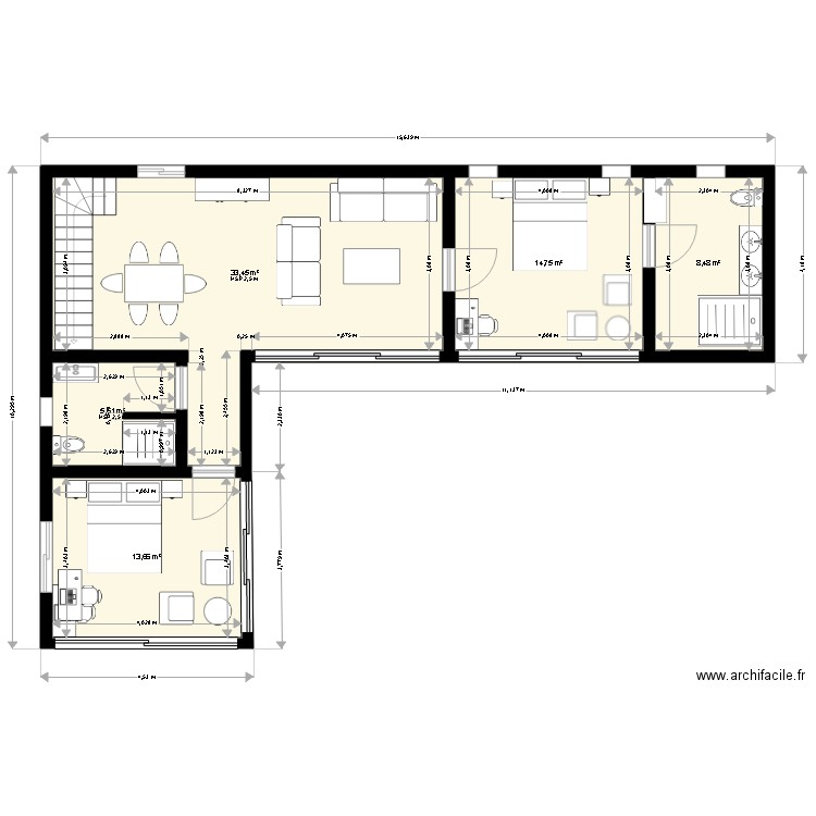 farihy 2. Plan de 7 pièces et 103 m2