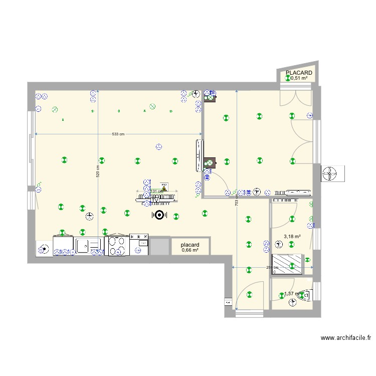 NICE  2 ELECTRICITE APPARTEMENT. Plan de 6 pièces et 51 m2