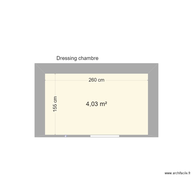 dressing vide chambre. Plan de 1 pièce et 4 m2