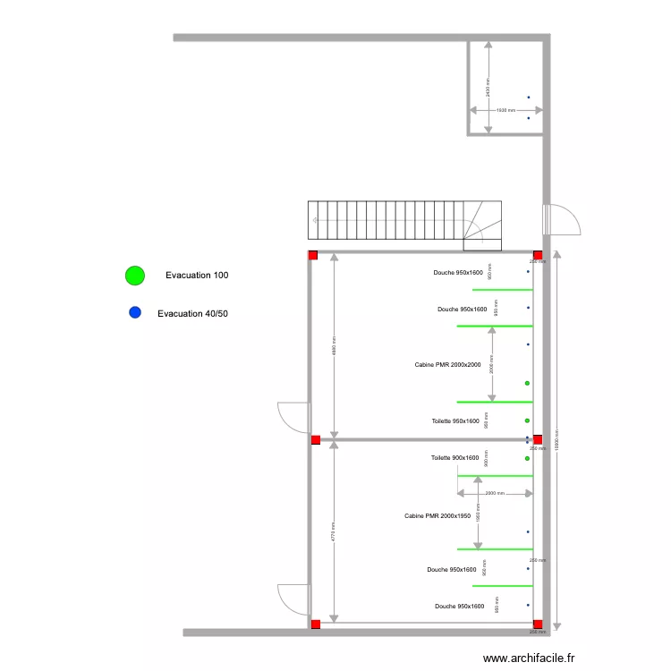 Plan Cabine vestiaire. Plan de 