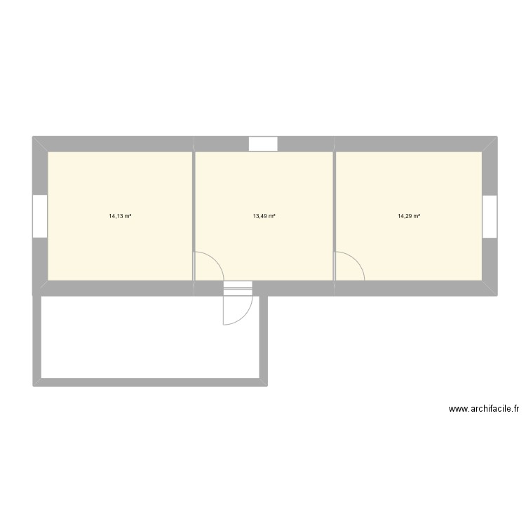 Plan étage. Plan de 3 pièces et 42 m2