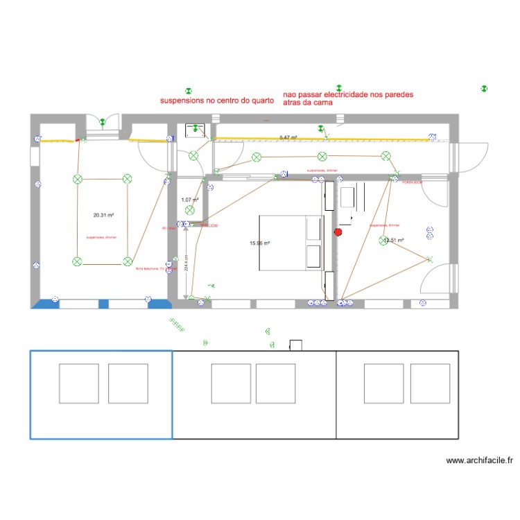 nos chambres facade étroit court et proche. Plan de 0 pièce et 0 m2