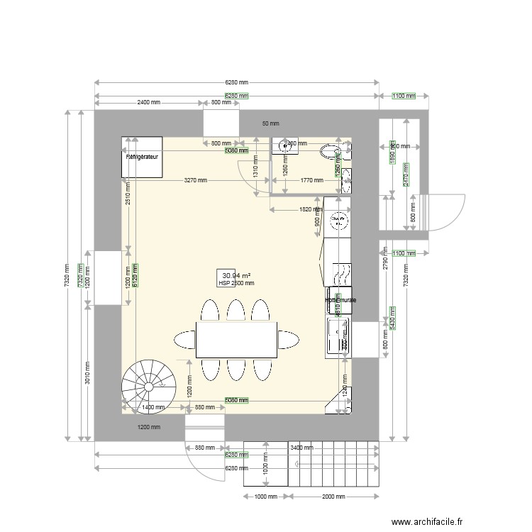 Rez de chaussée avec réduction toilette. Plan de 0 pièce et 0 m2