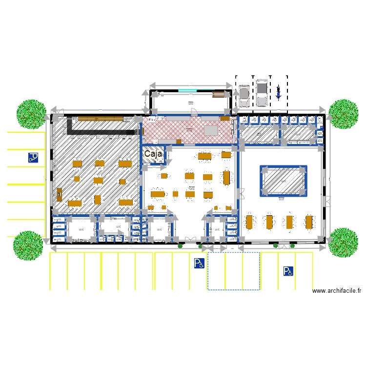 Plano numero 725. Plan de 43 pièces et 628 m2