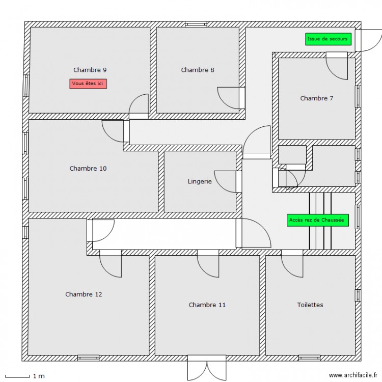Auberge - 1er etage - Chambre 9. Plan de 0 pièce et 0 m2