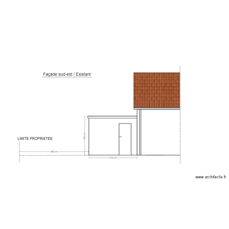 Façade sud-est / Existant. Plan de 0 pièce et 0 m2