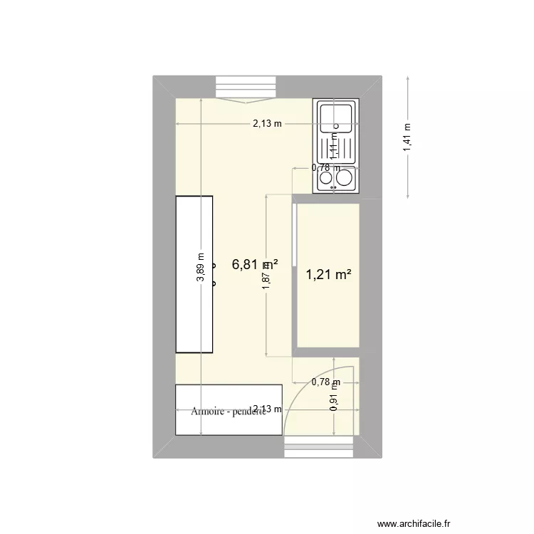 106 Versailles. Plan de 2  et 8 m²