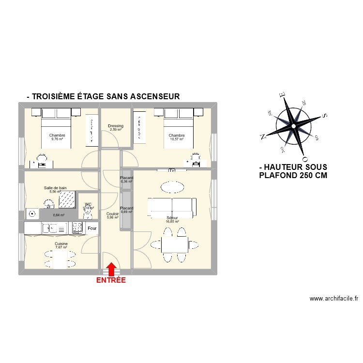 Salvan. Plan de 11 pièces et 62 m2