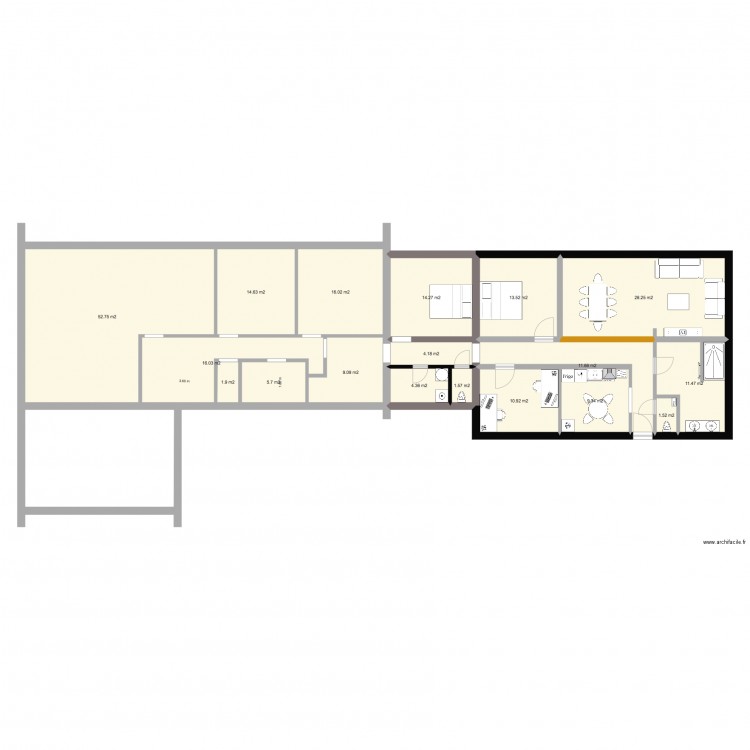 Vedrin annexe avant rénovation. Plan de 0 pièce et 0 m2