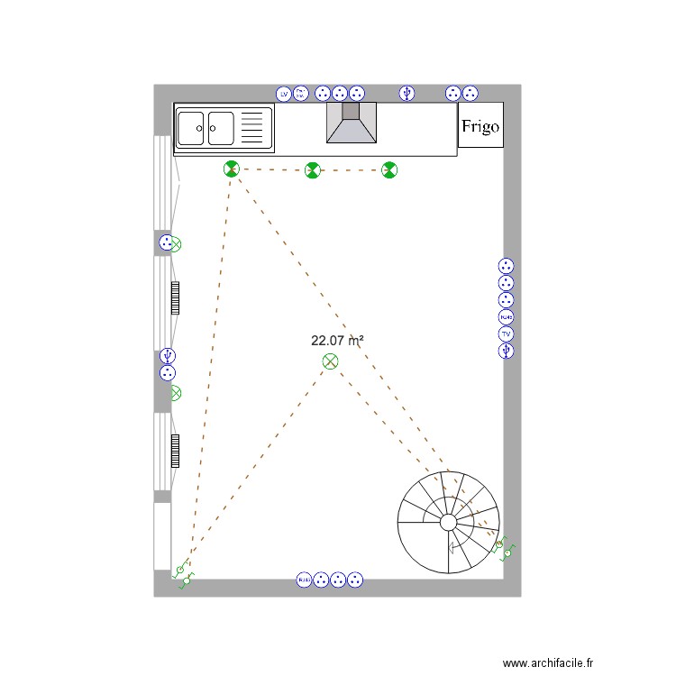 Anglaise RDC Cuisine. Plan de 0 pièce et 0 m2