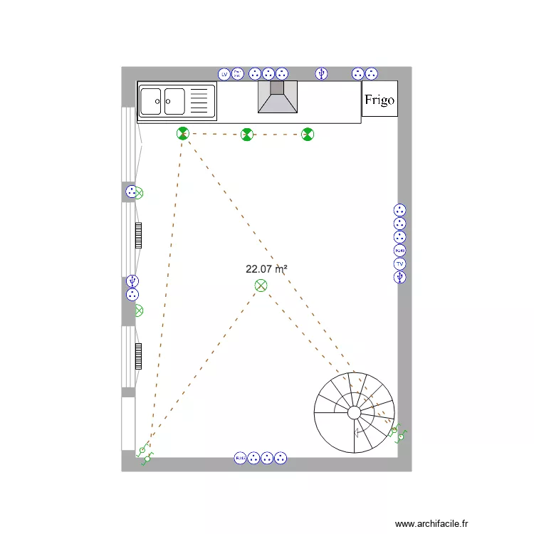 Anglaise RDC Cuisine. Plan de 