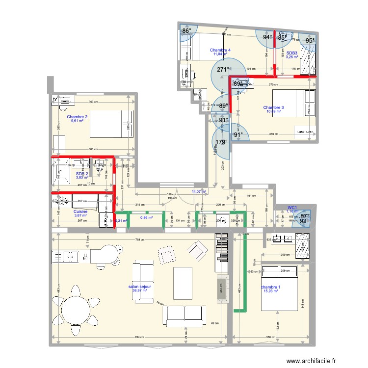 CONDORCET 7. Plan de 12 pièces et 111 m2