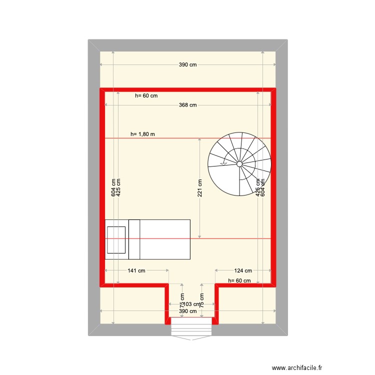 Niveau 2 maison 2. Plan de 2 pièces et 40 m2