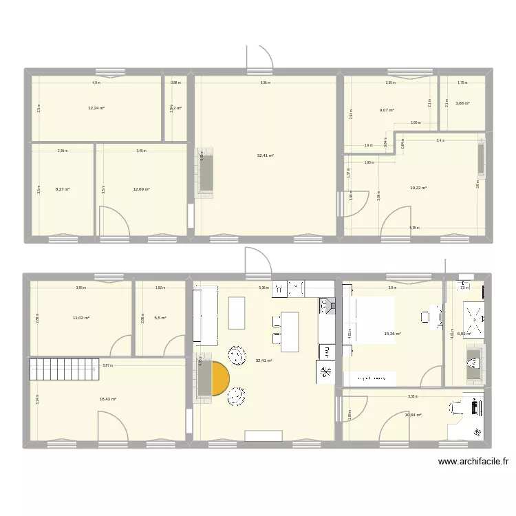 Hypoth&egrave;se Sans d&eacute;placement porte. Plan de 