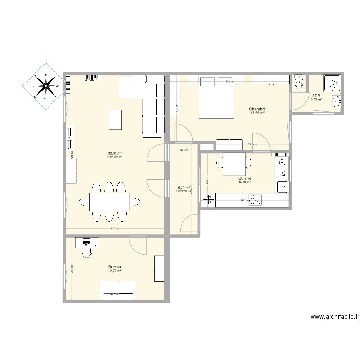 Ziegelau v1. Plan de 6 pièces et 82 m2