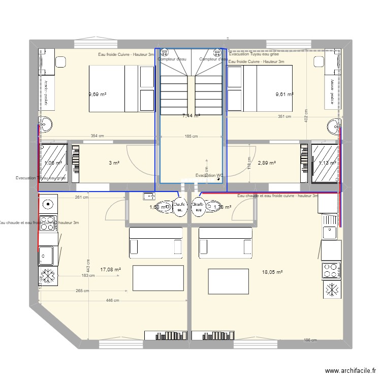 Abbaye 32-oct hel. Plan de 11 pièces et 73 m2