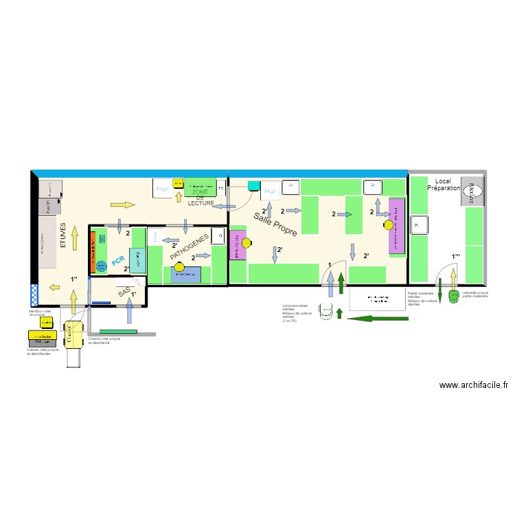 FLUX  ENTREE AU LMC . Plan de 5 pièces et 58 m2