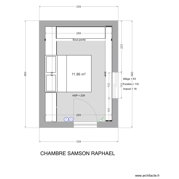 Chambre SAMSON RAPHAEL. Plan de 