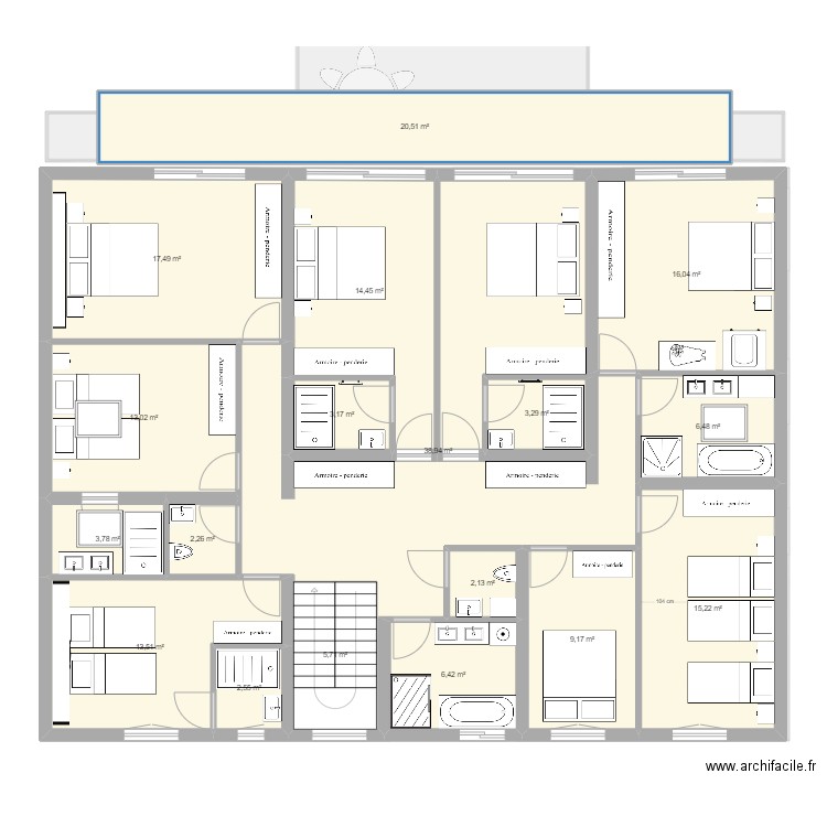 SKI. Plan de 31 pièces et 399 m2