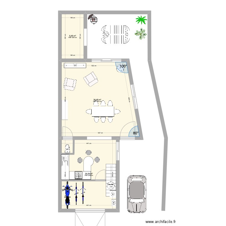 grange bis. Plan de 6 pièces et 126 m2