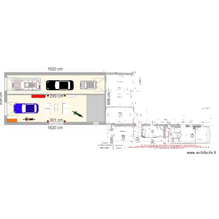 Garage Les Guétières. Plan de 2 pièces et 147 m2