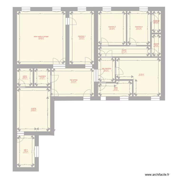 plan simple 1 apappart 180m2. Plan de 